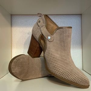 Franco Sarto Dale 2 Perforated Suede Leather Tan Ankle Booties
